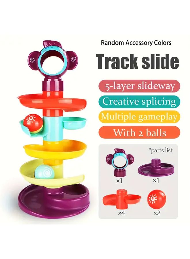5 Layers Marble Tower Track With 2 Balls Edutainment Rolling Spinner Learning Toy - Image 1